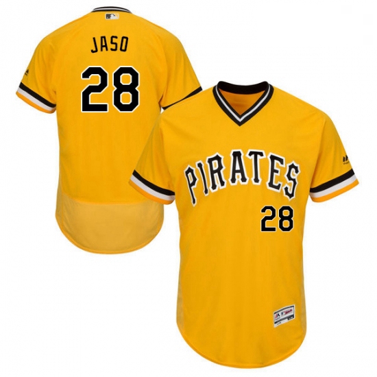 Mens Majestic Pittsburgh Pirates 28 John Jaso Gold Alternate Flex Base Authentic Collection MLB Jers