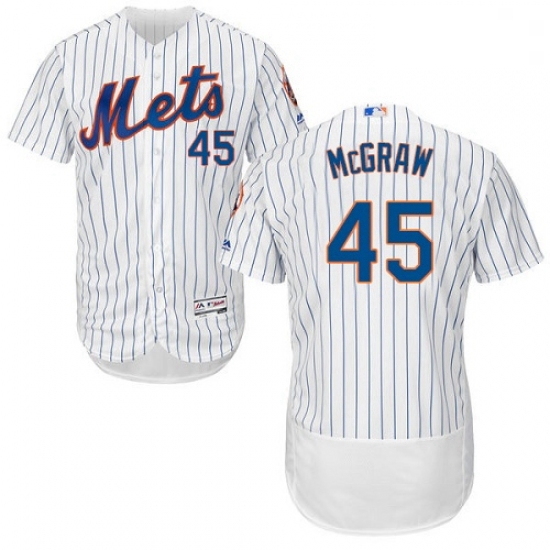 Mens Majestic New York Mets 45 Tug McGraw White Home Flex Base A