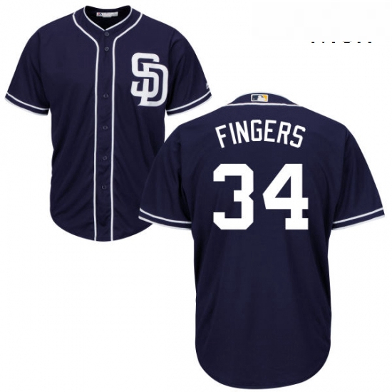 Mens Majestic San Diego Padres 34 Rollie Fingers Replica Navy Bl