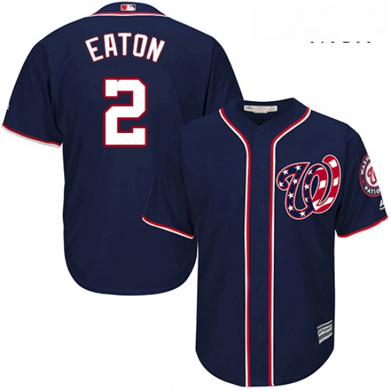 Mens Majestic Washington Nationals 2 Adam Eaton Replica Navy Blue Alternate 2 Cool Base MLB Jersey