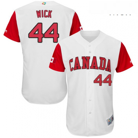 Mens Canada Baseball Majestic 44 Rowan Wick White 2017 World Baseball Classic Authentic Team Jersey