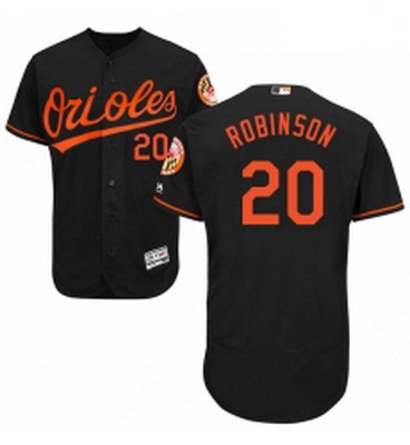 Mens Majestic Baltimore Orioles 20 Frank Robinson Black Alternate Flex Base Authentic Collection MLB