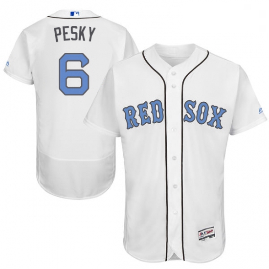 Mens Majestic Boston Red Sox 6 Johnny Pesky Authentic White 2016 Fathers Day Fashion Flex Base MLB J