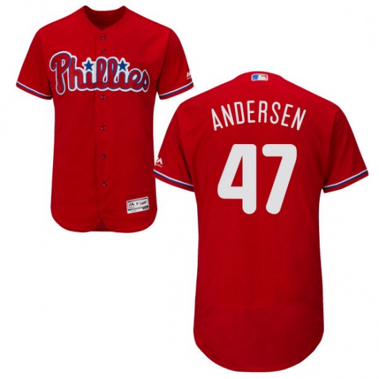 Mens Majestic Philadelphia Phillies 47 Larry Andersen Red Alternate Flex Base Authentic Collection M