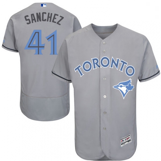 Mens Majestic Toronto Blue Jays 41 Aaron Sanchez Authentic Gray 2016 Fathers Day Fashion Flex Base M