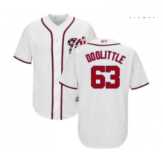 Mens Washington Nationals 63 Sean Doolittle Replica White Home Cool Base Baseball Jersey