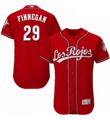 Mens Majestic Cincinnati Reds 29 Brandon Finnegan Red Los Rojos Flexbase Authentic Collection MLB Je