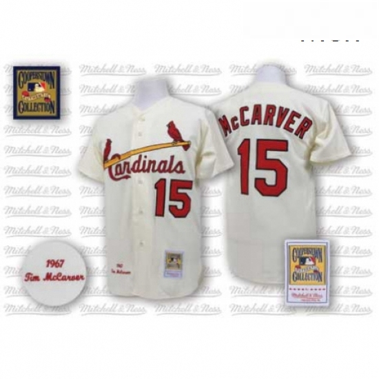 Mens Mitchell and Ness St Louis Cardinals 15 Tim McCarver Authen