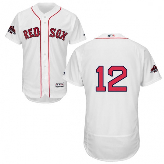 Mens Majestic Boston Red Sox 12 Brock Holt White Home Flex Base Authentic Collection 2018 World Seri