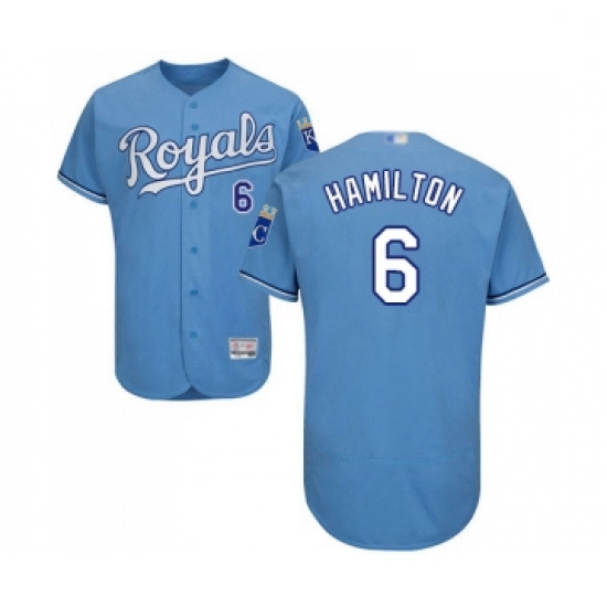 Mens Kansas City Royals 6 Billy Hamilton Light Blue Alternate Flex Base Authentic Collection Basebal