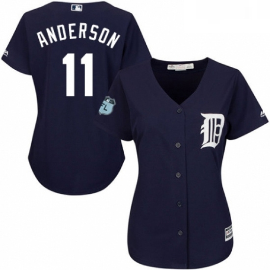 Womens Majestic Detroit Tigers 11 Sparky Anderson Authentic Navy Blue Alternate Cool Base MLB Jersey