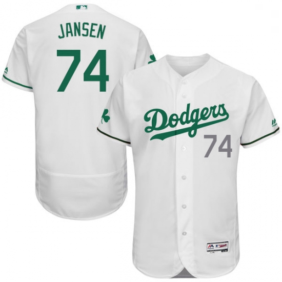 Mens Majestic Los Angeles Dodgers 74 Kenley Jansen White Celtic Flexbase Authentic Collection MLB Je