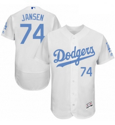 Mens Majestic Los Angeles Dodgers 74 Kenley Jansen Authentic White 2016 Fathers Day Fashion Flex Bas