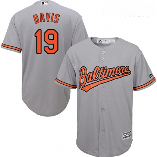 Mens Majestic Baltimore Orioles 19 Chris Davis Replica Grey Road Cool Base MLB Jersey