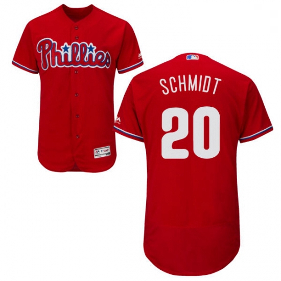 Mens Majestic Philadelphia Phillies 20 Mike Schmidt Red Alternate Flex Base Authentic Collection MLB