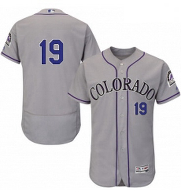 Mens Majestic Colorado Rockies 19 Charlie Blackmon Grey Road Flex Base Authentic Collection MLB Jers