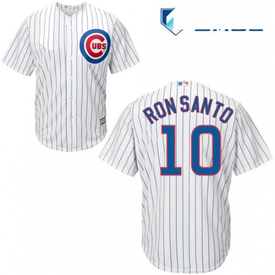 Mens Majestic Chicago Cubs 10 Ron Santo Replica White Home Cool Base MLB Jersey