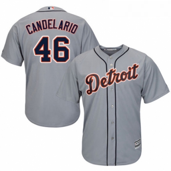 Youth Majestic Detroit Tigers 46 Jeimer Candelario Authentic Grey Road Cool Base MLB Jersey