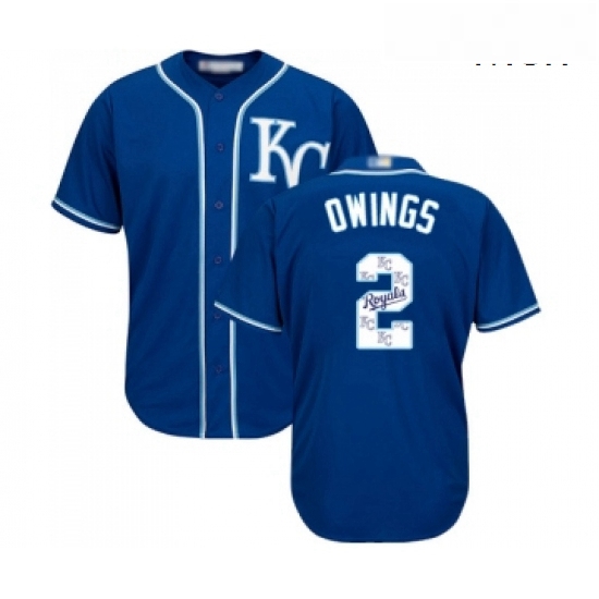 Mens Kansas City Royals 2 Chris Owings Blue Authentic Blue Team Logo Fashion Cool Base Baseball Jers