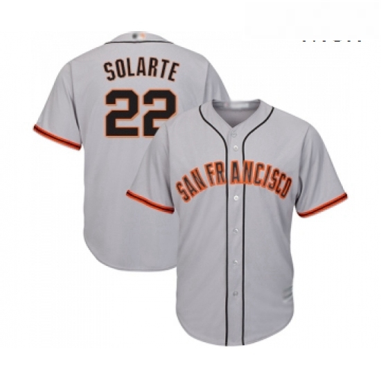 Mens San Francisco Giants 22 Yangervis Solarte Replica Grey Road Cool Base Baseball Jersey