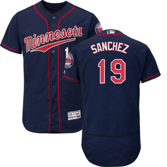 Mens Majestic Minnesota Twins 19 Anibal Sanchez Navy Blue Alternate Flex Base Authentic Collection M