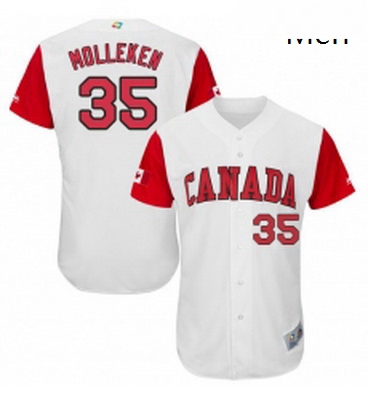 Mens Canada Baseball Majestic 35 Dustin Molleken White 2017 World Baseball Classic Authentic Team Je