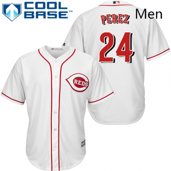 Mens Majestic Cincinnati Reds 24 Tony Perez Replica White Home Cool Base MLB Jersey