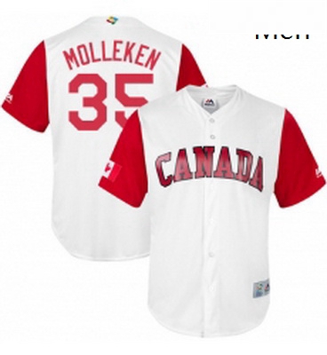 Mens Canada Baseball Majestic 35 Dustin Molleken White 2017 World Baseball Classic Replica Team Jers