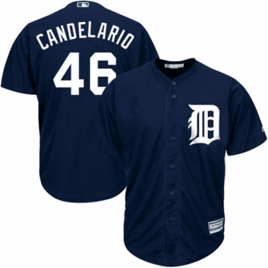 Youth Majestic Detroit Tigers 46 Jeimer Candelario Authentic Navy Blue Alternate Cool Base MLB Jerse