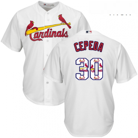 Mens Majestic St Louis Cardinals 30 Orlando Cepeda Authentic White Team Logo Fashion Cool Base MLB J