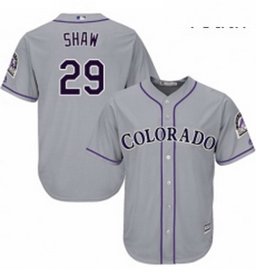 Youth Majestic Colorado Rockies 29 Bryan Shaw Replica Grey Road Cool Base MLB Jersey