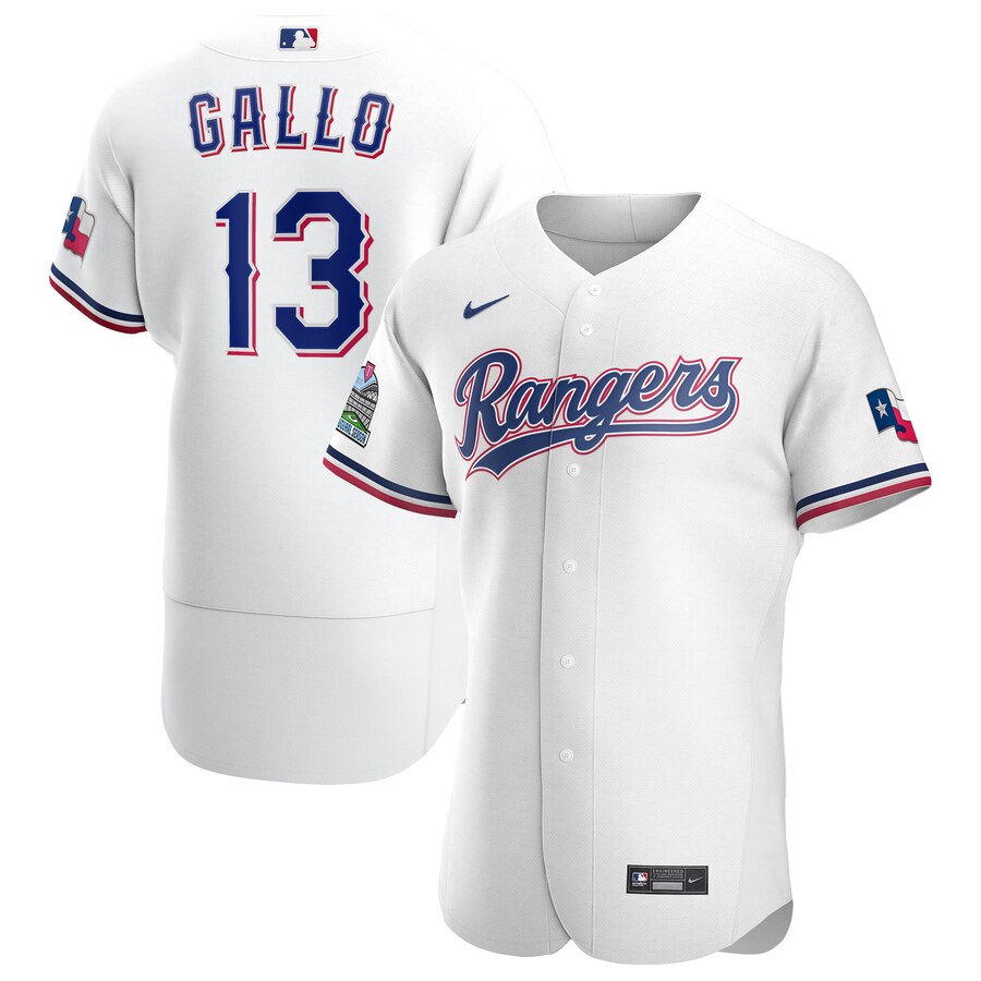 Rangers 13 Joey Gallo White Nike 2020 Flexbase Jersey