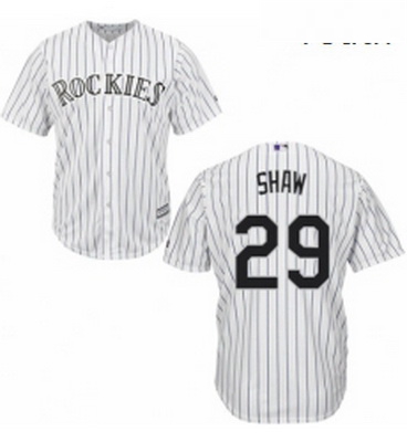 Youth Majestic Colorado Rockies 29 Bryan Shaw Authentic White Home Cool Base MLB Jersey