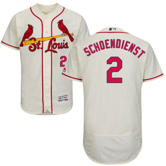 Mens Majestic St Louis Cardinals 2 Red Schoendienst Cream Alternate Flex Base Authentic Collection M