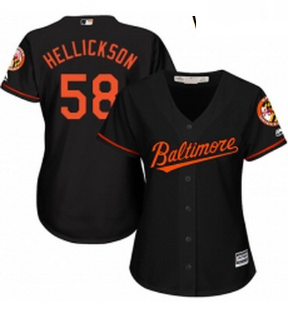 Womens Majestic Baltimore Orioles 58 Jeremy Hellickson Replica Black Alternate Cool Base MLB Jersey