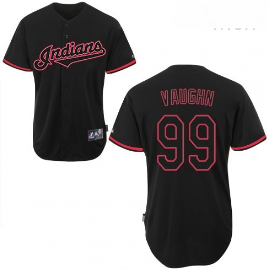 Mens Majestic Cleveland Indians 99 Ricky Vaughn Authentic Black Fashion MLB Jersey