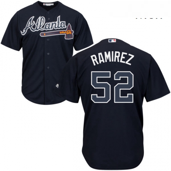 Mens Majestic Atlanta Braves 52 Jose Ramirez Replica Blue Alternate Road Cool Base MLB Jersey