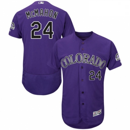 Mens Majestic Colorado Rockies 24 Ryan McMahon Purple Alternate Flex Base Authentic Collection MLB J