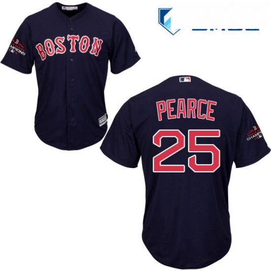 Mens Majestic Boston Red Sox 25 Steve Pearce Replica Navy Blue Alternate Road Cool Base 2018 World S