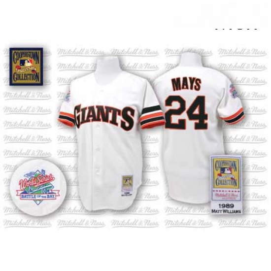 Mens Mitchell and Ness San Francisco Giants 24 Willie Mays Authentic White Throwback MLB Jersey