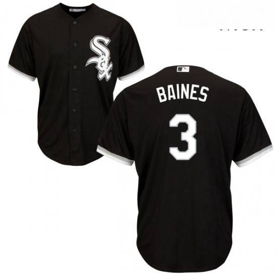 Mens Majestic Chicago White Sox 3 Harold Baines Replica Black Alternate Home Cool Base MLB Jersey