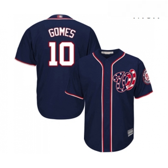 Mens Washington Nationals 10 Yan Gomes Replica Navy Blue Alternate 2 Cool Base Baseball Jersey