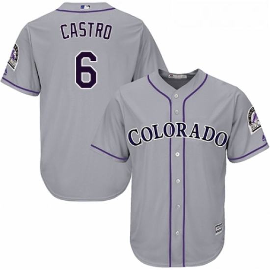 Youth Majestic Colorado Rockies 6 Daniel Castro Replica Grey Road Cool Base MLB Jersey