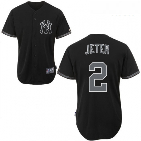 Mens Majestic New York Yankees 2 Derek Jeter Authentic Black Fas