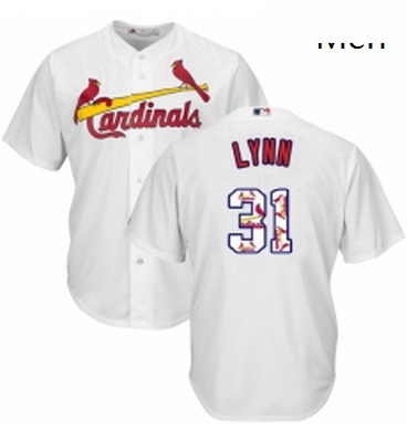 Mens Majestic St Louis Cardinals 31 Lance Lynn Authentic White Team Logo Fashion Cool Base MLB Jerse