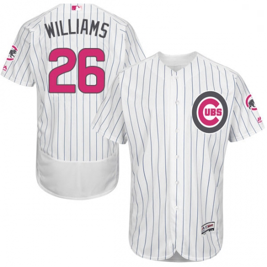 Mens Majestic Chicago Cubs 26 Billy Williams Authentic White 2016 Mothers Day Fashion Flex Base MLB 