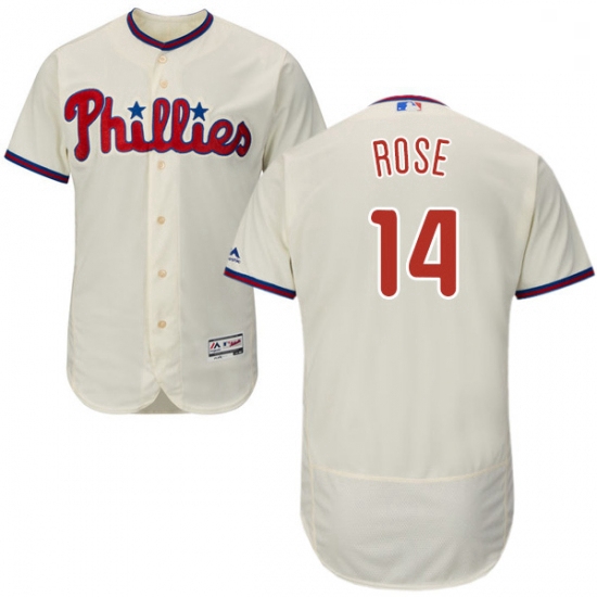 Mens Majestic Philadelphia Phillies 14 Pete Rose Cream Alternate Flex Base Authentic Collection MLB 