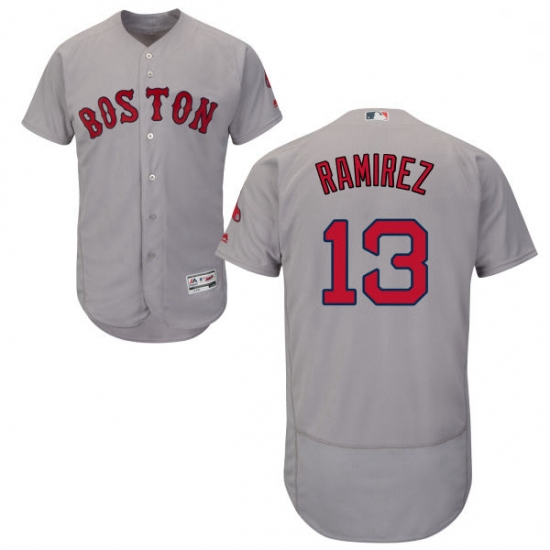 Mens Majestic Boston Red Sox 13 Hanley Ramirez Grey Road Flex Ba