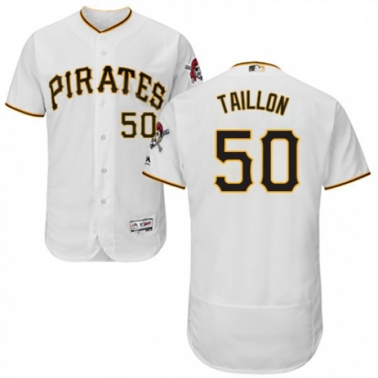 Mens Majestic Pittsburgh Pirates 50 Jameson Taillon White Home Flex Base Authentic Collection MLB Je