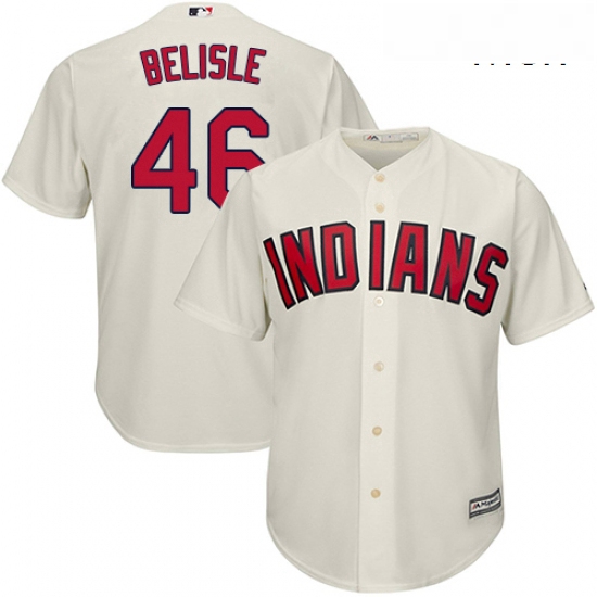 Mens Majestic Cleveland Indians 46 Matt Belisle Replica Cream Al